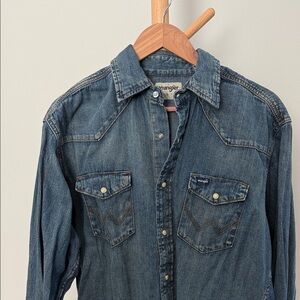 Wrangler Blue Denim Button-Up Shirt